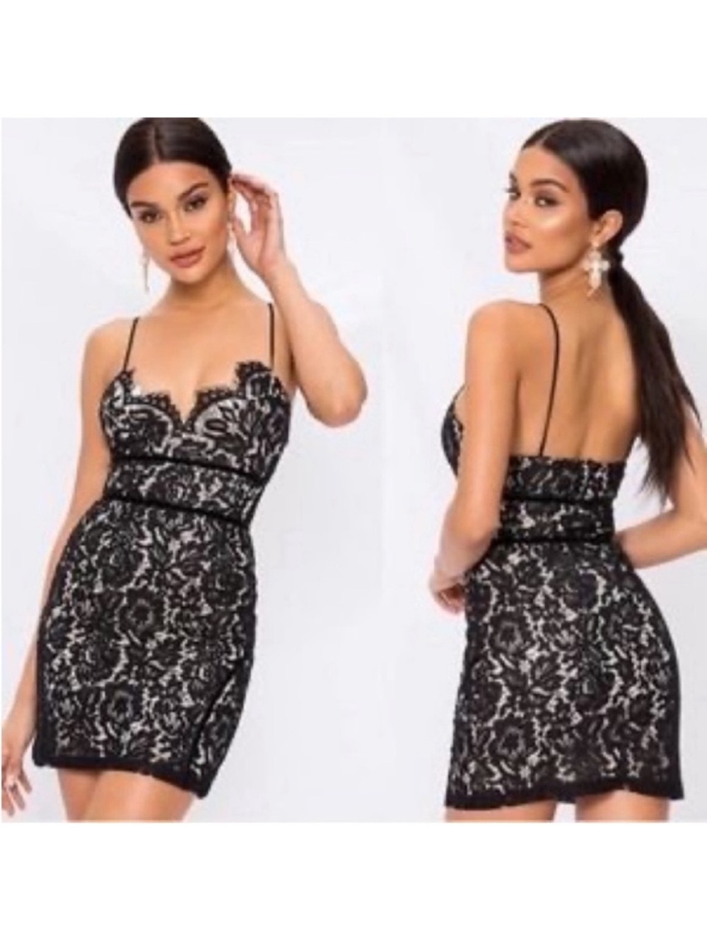 Fame and Partners x Free People Black Floral Lace Mini Dress. 4. NWT. $199!